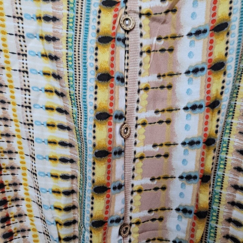 Taupe Rayon Challis Ethnic Back Keyhole Pocketed Romper - Picture 4 of 6
